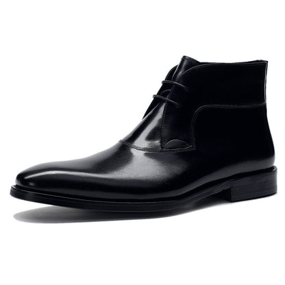 Bottes Martin en cuir véritable Loom & Soul™ pour hommes – Bottes tendance en peau de vache avec talon épais antidérapant et confort respirant