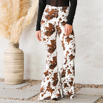 Jean évasé taille haute Loom & Soul™ – Pantalon en jean patte d'éléphant à franges pour femme