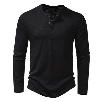 Haut à manches longues boutonné Loom & Soul™ pour homme – T-shirt uni décontracté pour le printemps et l'automne