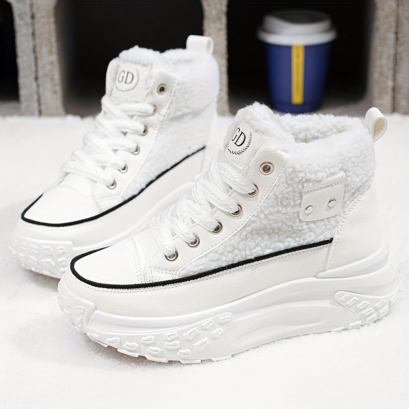 Women’s Plush Lined Snow Boots – Non-Slip Winter Shoes with PVC Sole