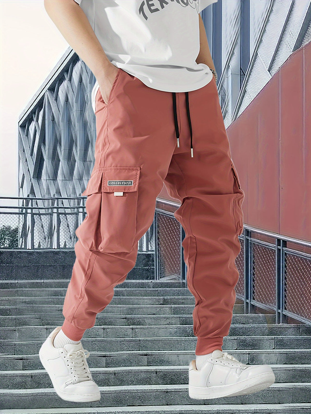 Men’s Olive Cargo Pants – Lightweight Multi-Pocket Streetwear Trousers