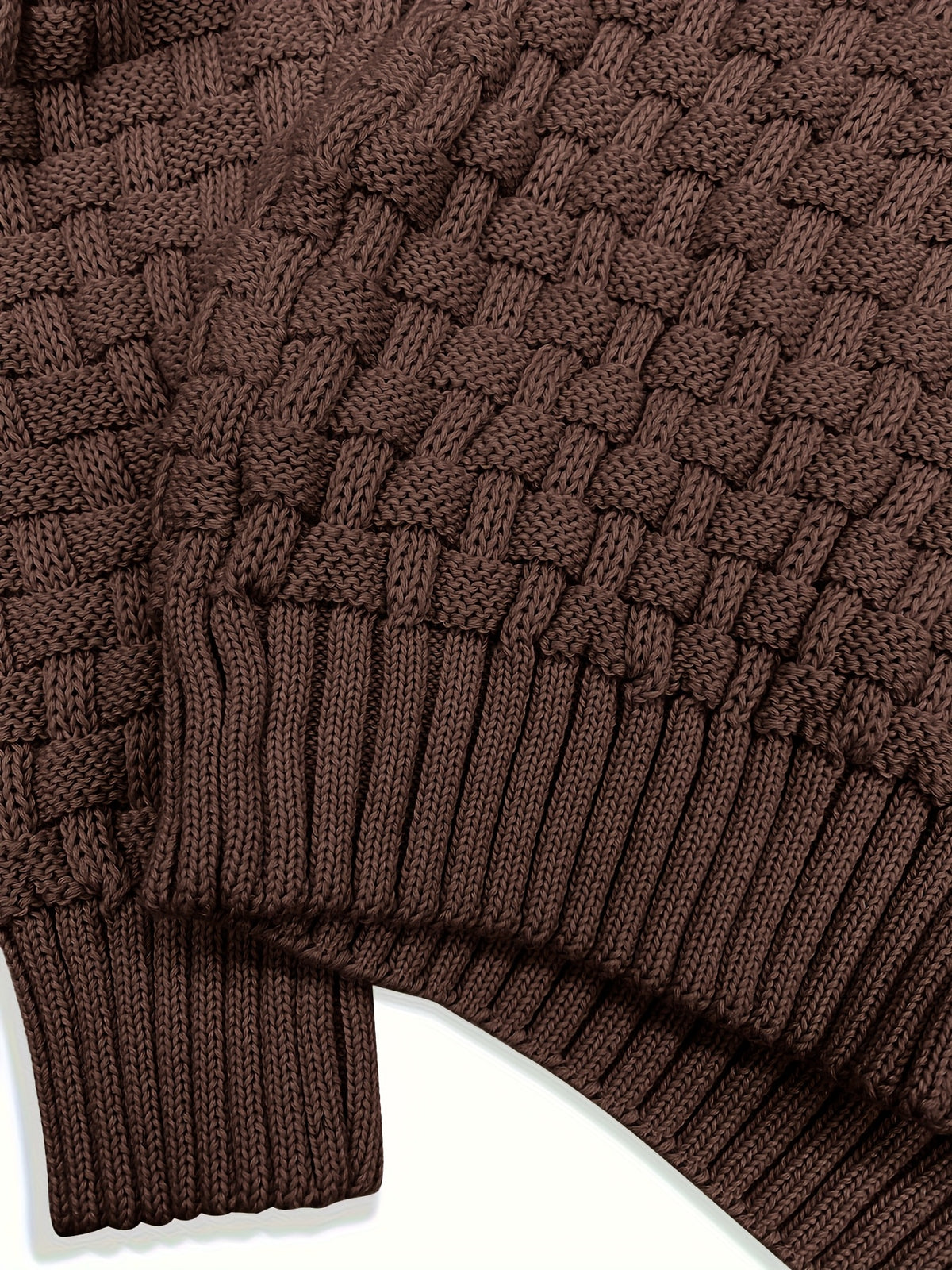 Pull en tricot gaufré pour homme – Grande élasticité avec col à revers