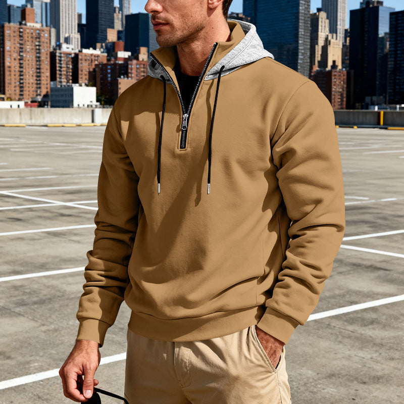 Haut à capuche pour homme avec col montant – Sweat décontracté de luxe pour les trajets quotidiens