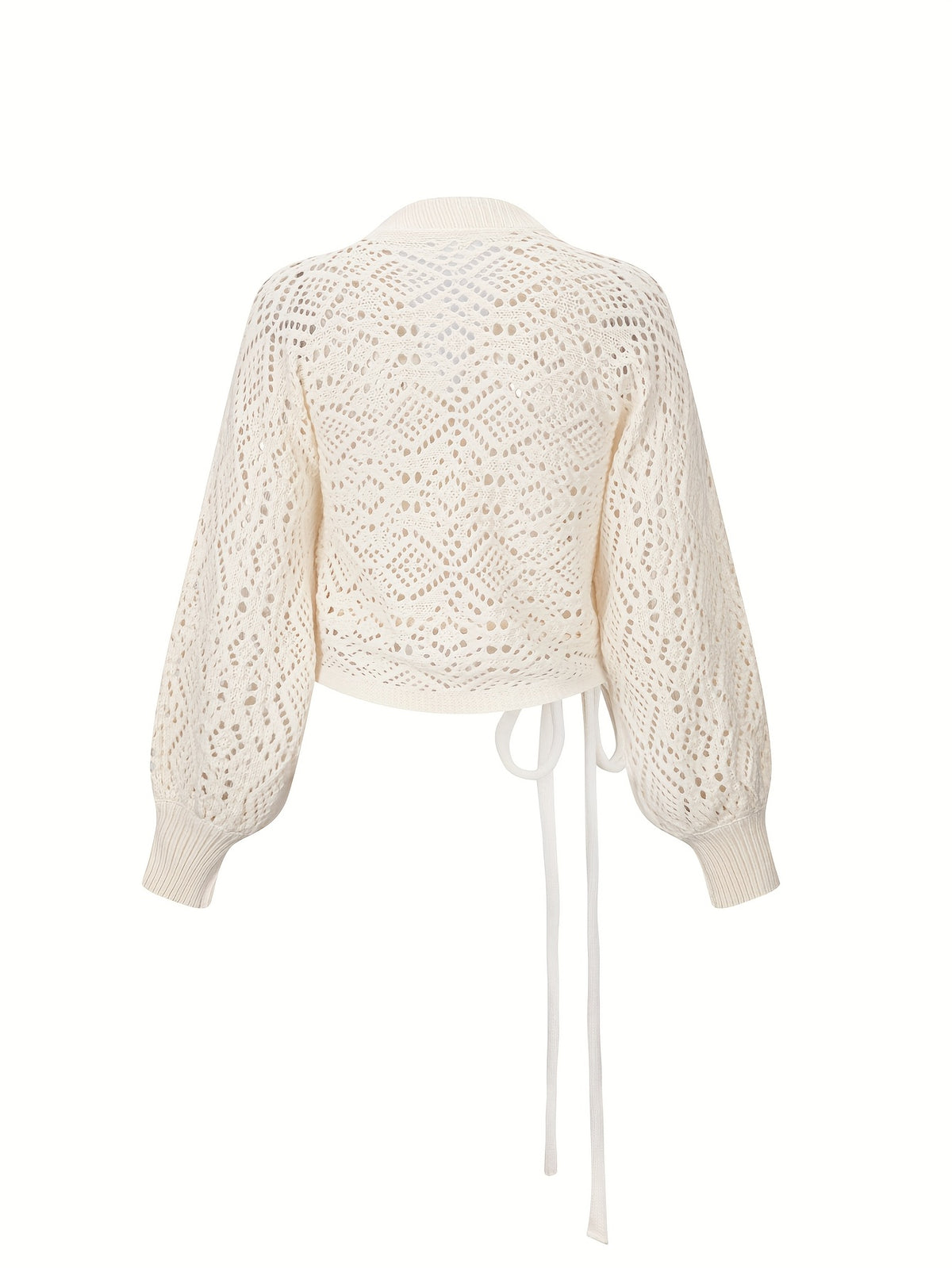 Elegant V-Neck Lantern Sleeve Sweater – Lightweight All-Season Pullover