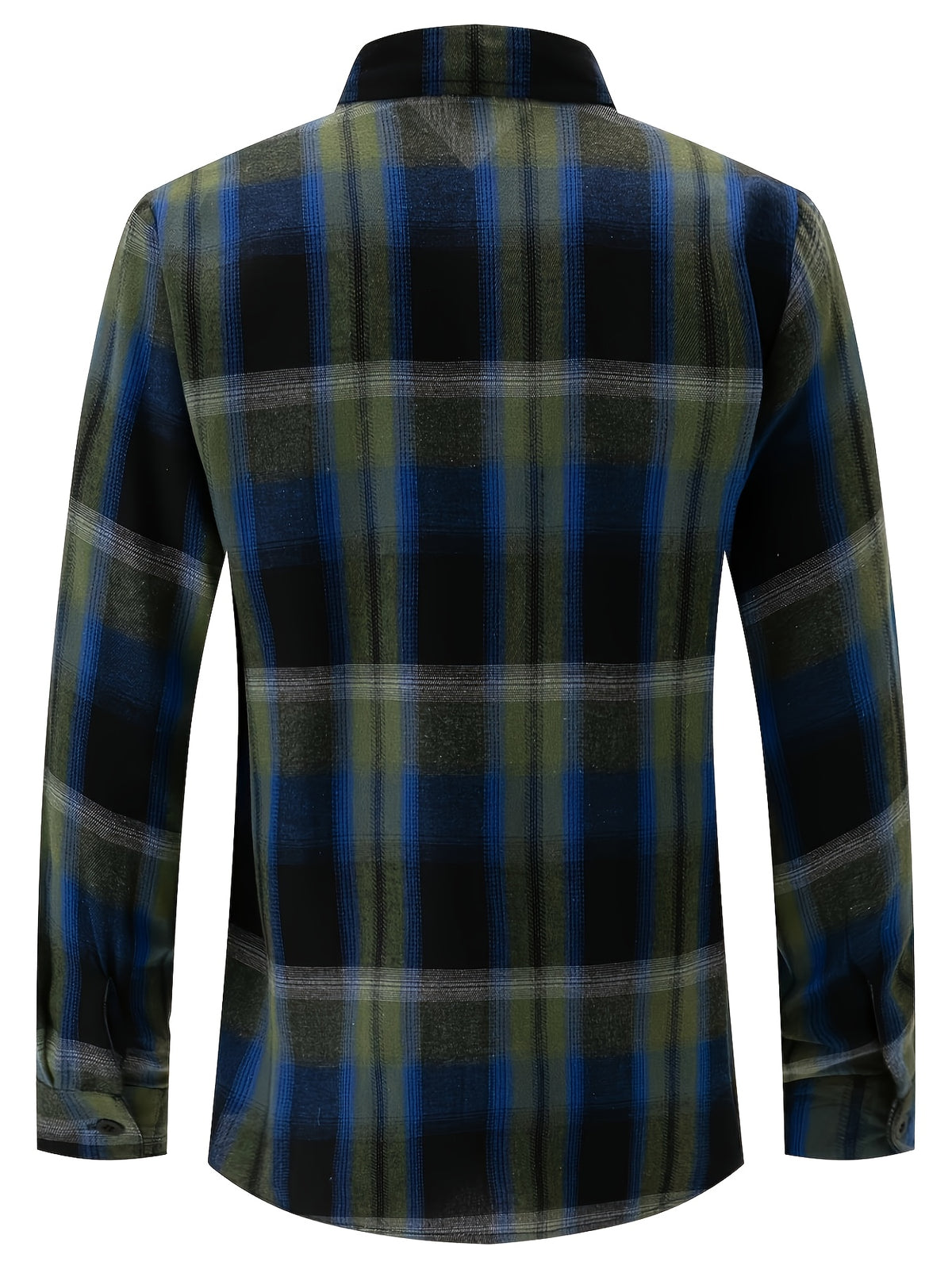 Chemise à carreaux verte et bleue pour homme – Chemise décontractée boutonnée à carreaux