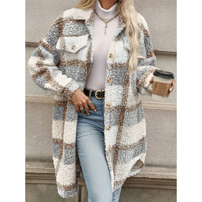 Women’s Lapel Colorblock Plaid Padded Jacket – Mori Style Fit