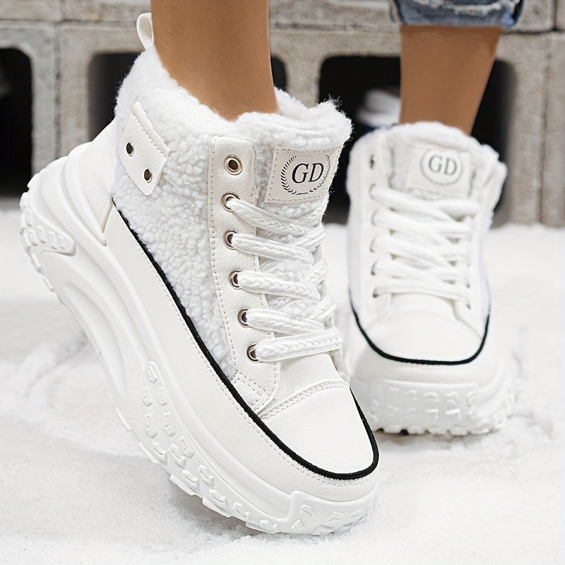 Women’s Plush Lined Snow Boots – Non-Slip Winter Shoes with PVC Sole