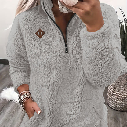 Sweat à capuche zippé douillet doublé polaire – Doux et décontracté pour femme