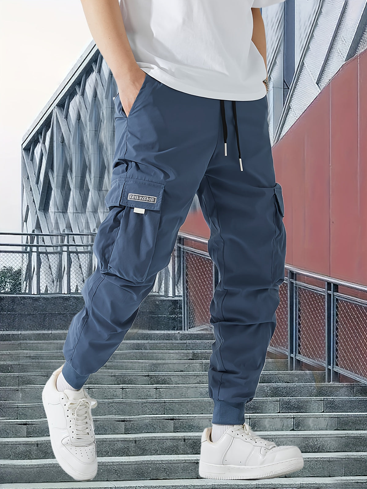 Men’s Olive Cargo Pants – Lightweight Multi-Pocket Streetwear Trousers